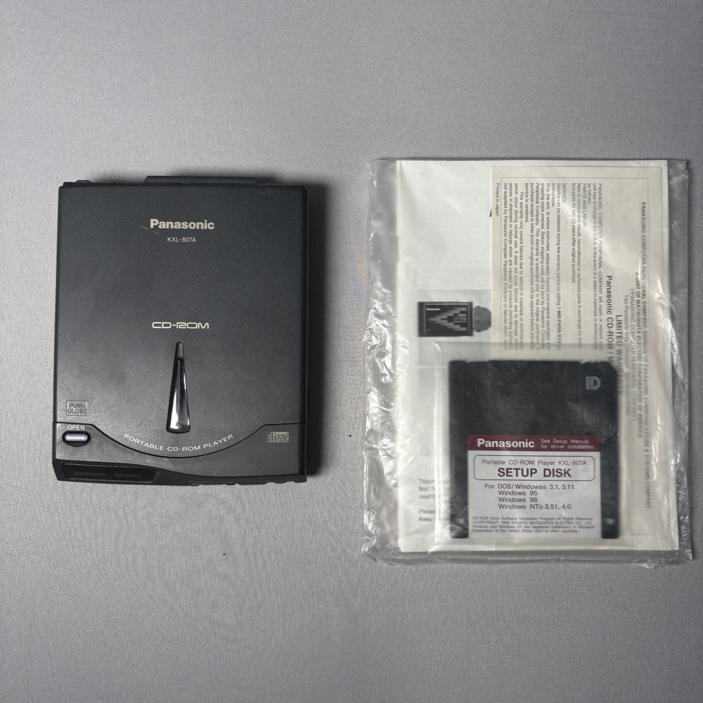 Panasonic KXL-807A Portable CD-ROM Player Vintage 1999 Black Untested AS IS